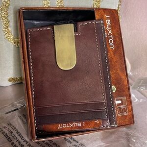 J buxton mens clip wallet leather new